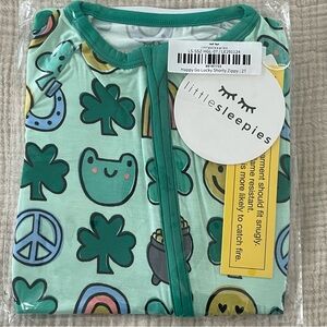 NIB Little Sleepies Bamboo Happy Go Lucky Shamrock Print Shorty Zippy Size 2T